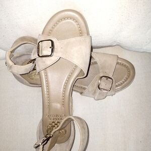 Vince Camuto Tan Sandals with Adjustable Buckle Straps